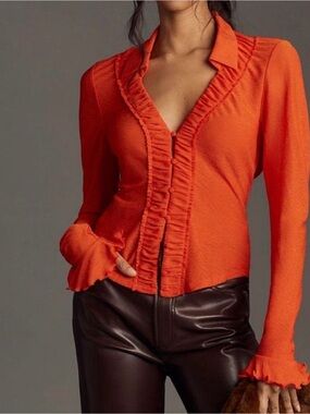 By Anthropologie Long-Sleeve Textured
Buttondown Top